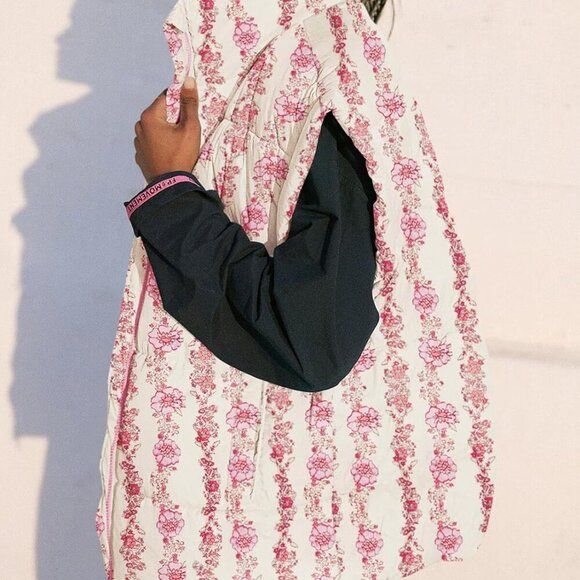 Womens Floral Oversized Puffer Vest Cap Sleeve Winter Warm Puffy Quilted Jackets - Picture 2 of 5